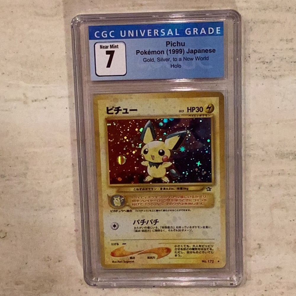 Pichu 1999 Pokemon Holo Japanese No. 172 Gold CGC 7 Graded Pokemon Card #172 TCG - Picture 8 of 8